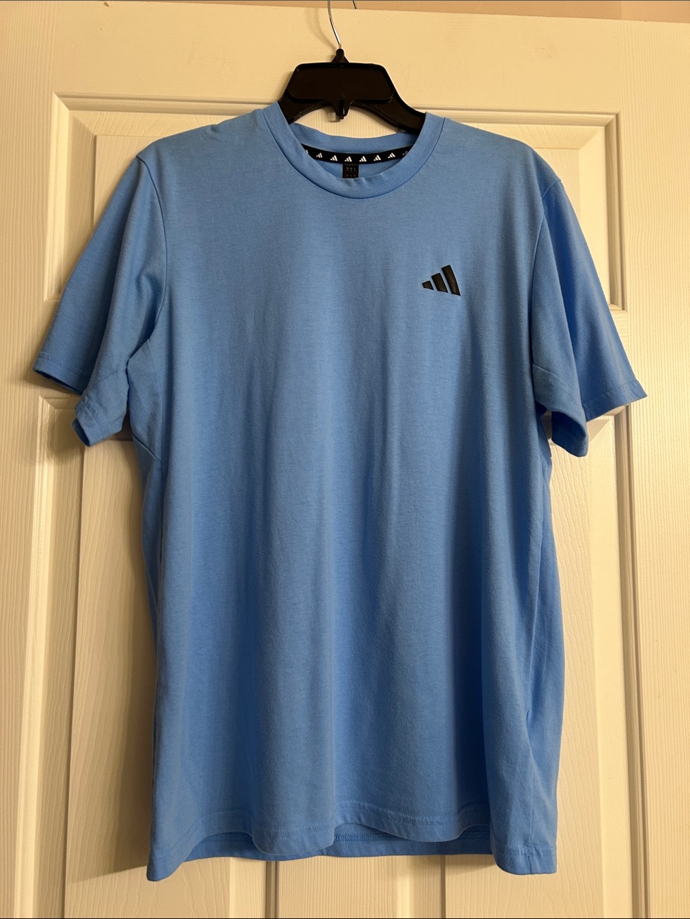 Adidas Men’s Sky Blue Short Sleeve Tee with Black Logo Size L